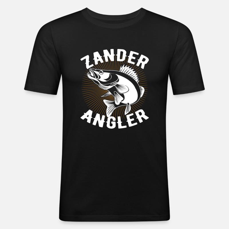 Zander Angler - Männer Slim Fit T-Shirt - Schwarz