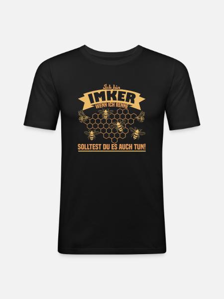 Ich bin Imker - Männer Slim Fit T-Shirt - Schwarz