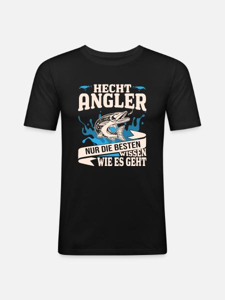 Hecht Angler - Männer Slim Fit T-Shirt - Schwarz