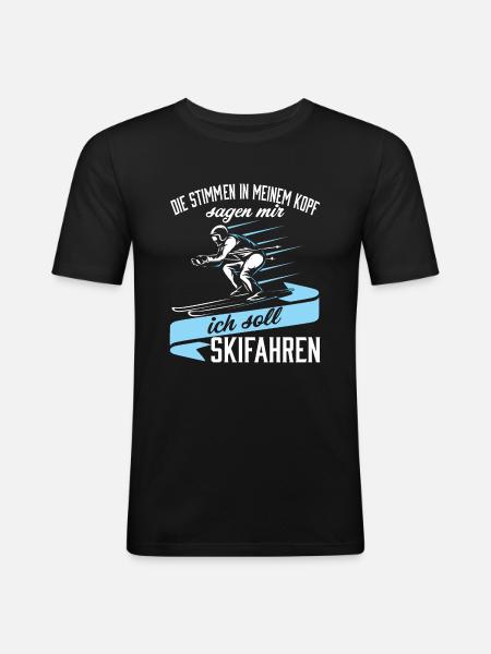 Ich soll Skifahren - Männer Slim Fit T-Shirt - Schwarz