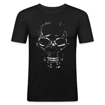 Totenkopf / minimal Schädel - Männer Slim Fit T-Shirt - Schwarz - Vorne - Nik (191cm)