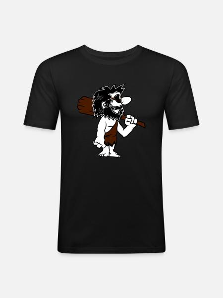 Caveman funny comic sunglasses - Men's Slim Fit T-Shirt - black