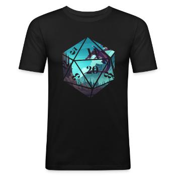 RPG RPG jeu de rôle dragon sur table - T-shirt près du corps Homme - noir - Devant - Nik (191cm)