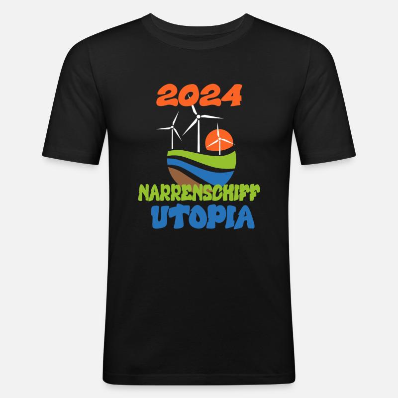 Narrenschiff Utopia, 2024 - Männer Slim Fit T-Shirt - Schwarz
