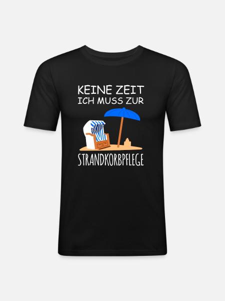 Strandkorb Urlaub - Männer Slim Fit T-Shirt - Schwarz
