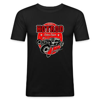 Rockabilly Oldtimer Rocker Rock N Roll - Männer Slim Fit T-Shirt - Schwarz - Vorne - Nik (191cm)