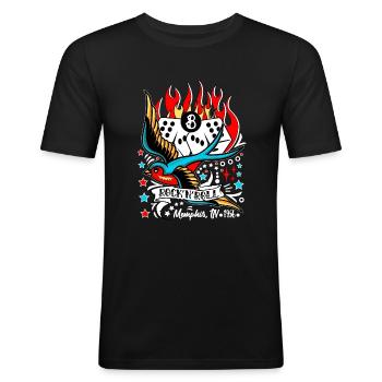 Rockabilly Memphis Tennessee 50er Jahre Rock and Roll - Männer Slim Fit T-Shirt - Schwarz - Vorne - Nik (191cm)