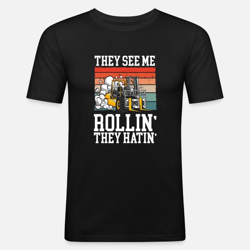 Staplerfahrer Gabelstaplerfahrer Geschenkidee - Männer Slim Fit T-Shirt - Schwarz