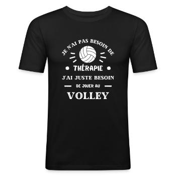 therapie volley femme humour volleyball cadeau - T-shirt près du corps Homme - noir - Devant - Nik (191cm)