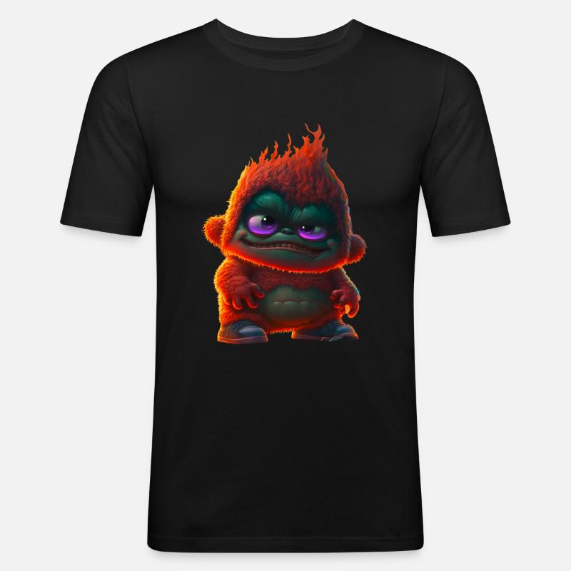 Singes monstres de feu - T-shirt près du corps Homme - noir