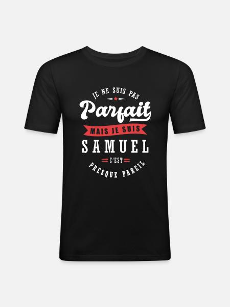Samuel Parfait Cadeau prenom samuel - T-shirt près du corps Homme - noir