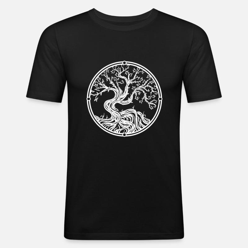 Baum des Lebens - Männer Slim Fit T-Shirt - Schwarz