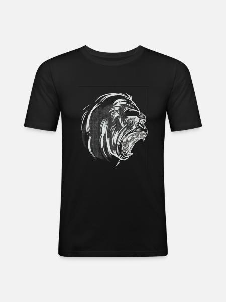 Gorilla head scream - Men's Slim Fit T-Shirt - black