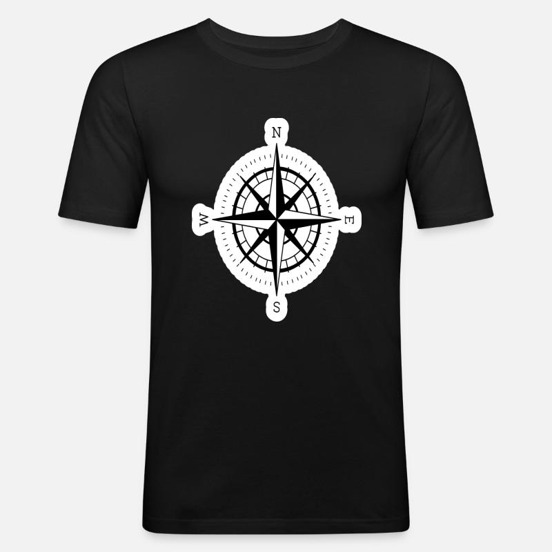 Kompas med kompasrose til navigation - Herre Slim Fit T-Shirt - sort