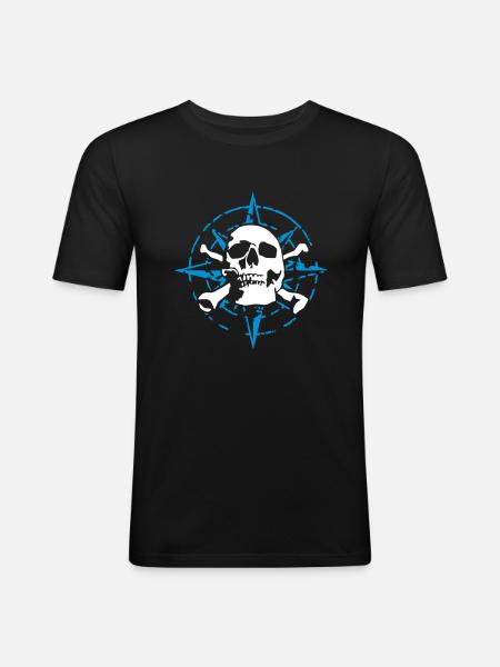 windrose_skull_02_d_3c - T-shirt près du corps Homme - noir