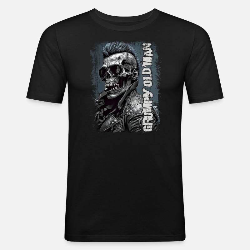 Vieil homme grincheux - T-shirt près du corps Homme - noir