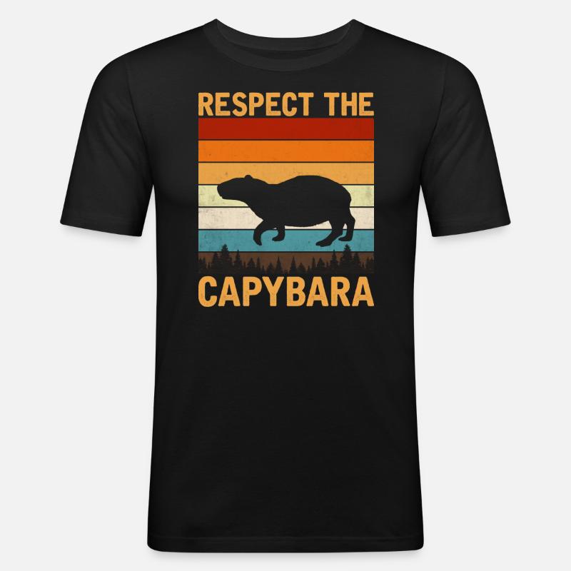 Capybara - Männer Slim Fit T-Shirt - Schwarz