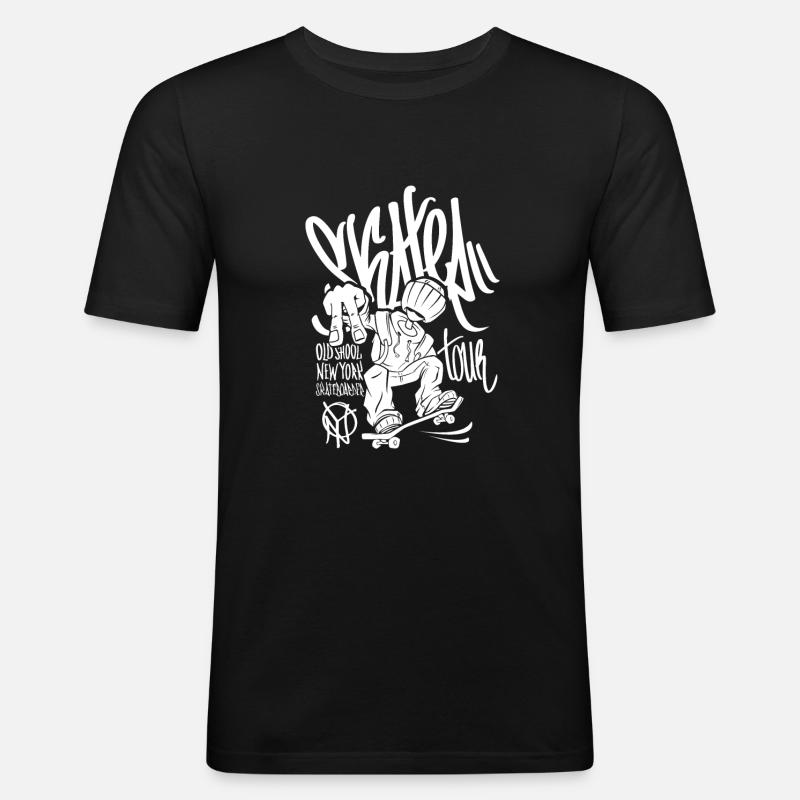 Coole Skate Sprüche - Männer Slim Fit T-Shirt - Schwarz