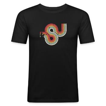 Trompetenprodukt. Retro Style Print für Trompete - Männer Slim Fit T-Shirt - Schwarz - Vorne - Nik (191cm)