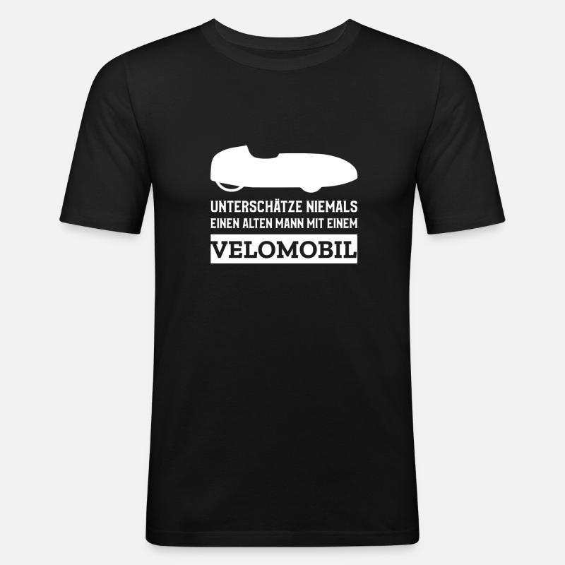 Liegerad & Velomobil Sprüche - Männer Slim Fit T-Shirt - Schwarz