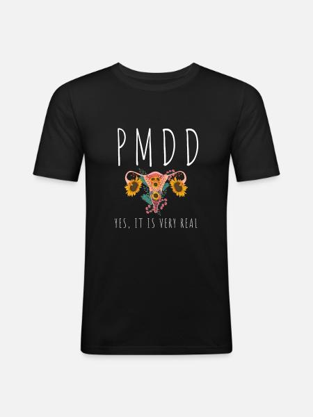 PMDD Awareness Premenstrueel Syndroom Menstruatie - Mannen slim fit T-shirt - zwart