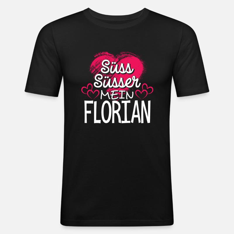 FLORIAN - süss - Männer Slim Fit T-Shirt - Schwarz
