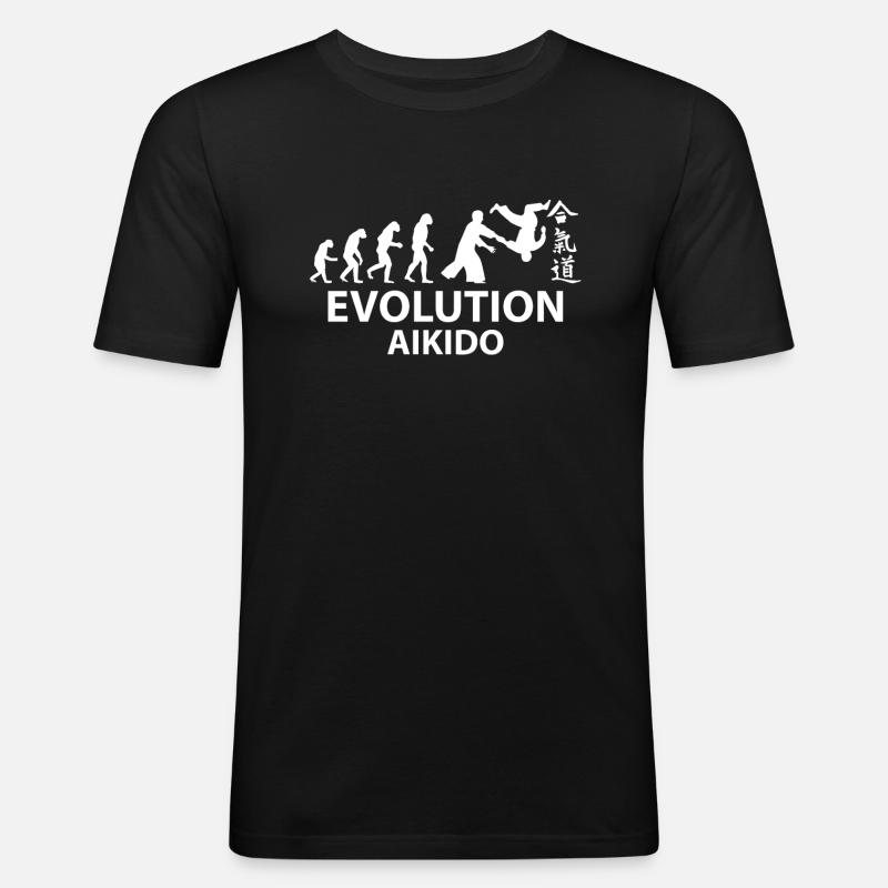 Aikido Evolution T-Shirt & Geschenkidee - Männer Slim Fit T-Shirt - Schwarz