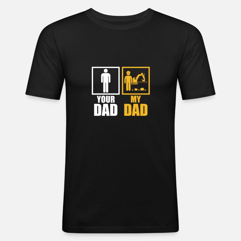 Baggerfahrer Papa - Männer Slim Fit T-Shirt - Schwarz