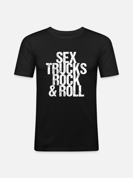 Sex Trucks Rock n Roll Sexy Truck Driver Gift - Mannen slim fit T-shirt - zwart