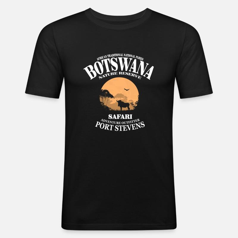 Botswana - Gnu - Männer Slim Fit T-Shirt - Schwarz