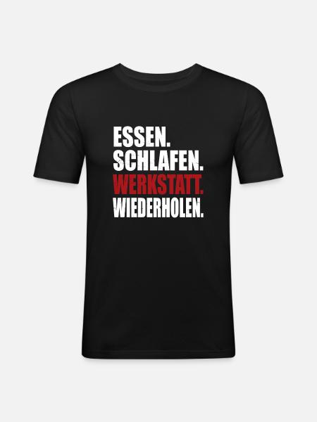 Werkstatt Mann - Männer Slim Fit T-Shirt - Schwarz