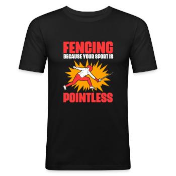 Escrime, combat à l’épée amusant, sport pour un - T-shirt près du corps Homme - noir - Devant - Nik (191cm)