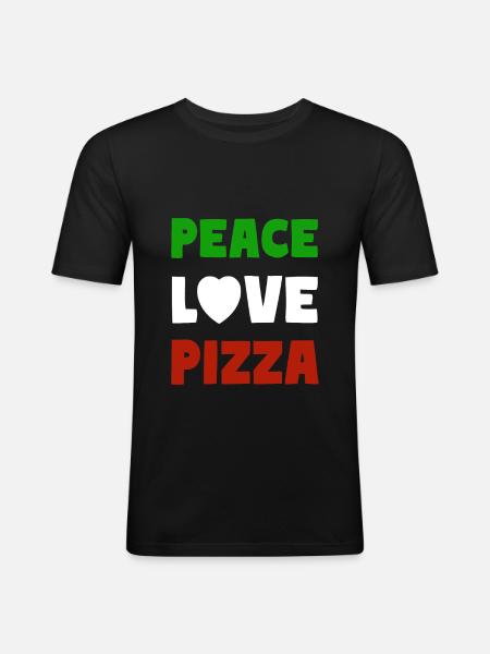 PEACE LOVE PIZZA - Men's Slim Fit T-Shirt - black