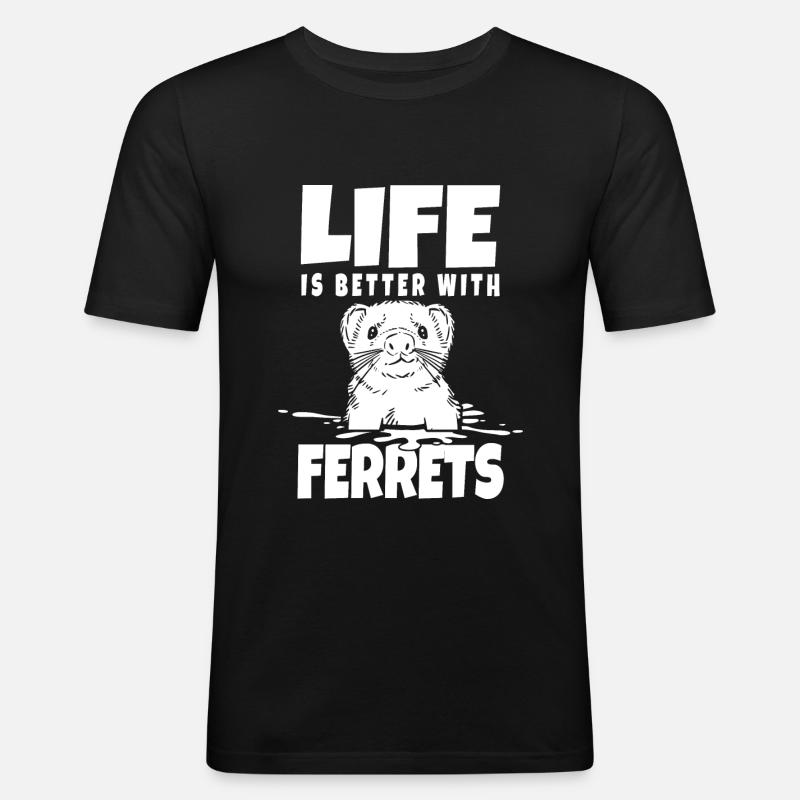 Frettchen Sprüche - Männer Slim Fit T-Shirt - Schwarz
