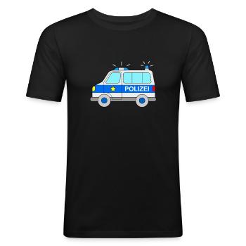 Polizeibus Polizei Blaulicht - Männer Slim Fit T-Shirt - Schwarz - Vorne - Nik (191cm)