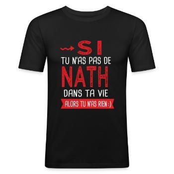 Nath dans ta vie Humour Nathalie Nathan - T-shirt près du corps Homme - noir - Devant - Nik (191cm)