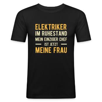 Elektriker Ruhestand Ehepaar - Männer Slim Fit T-Shirt - Schwarz - Vorne - Nik (191cm)