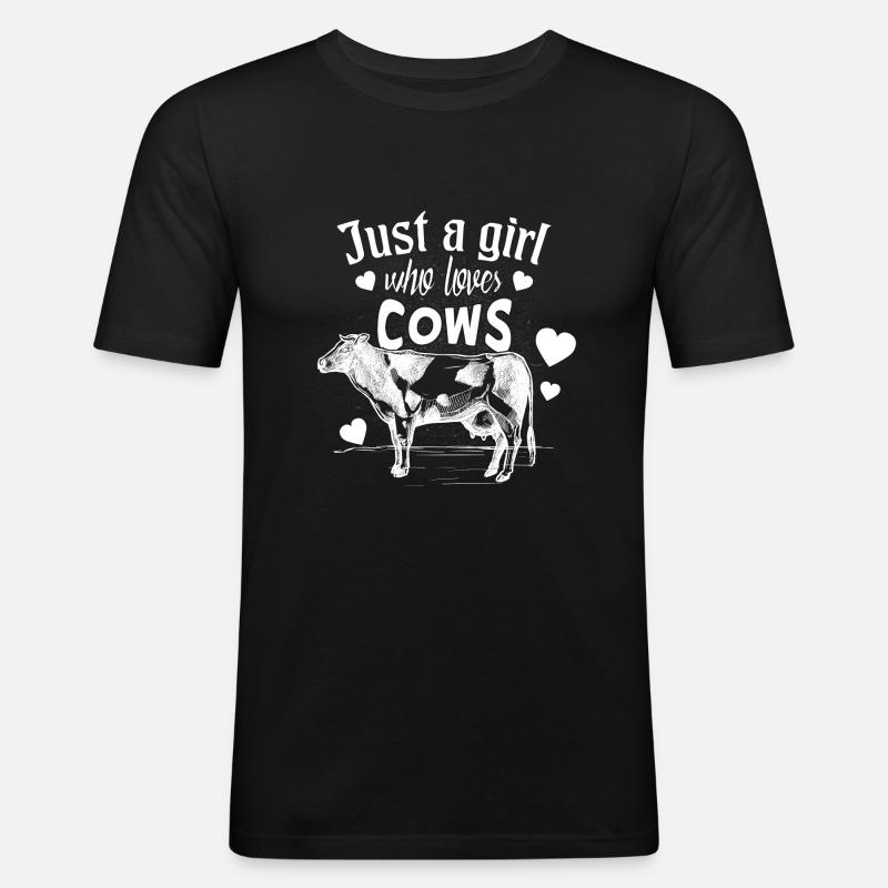 Kuh - Männer Slim Fit T-Shirt - Schwarz
