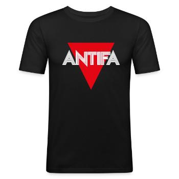 ANTIFA - Men's Slim Fit T-Shirt - black - Front - Nik (191cm)
