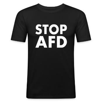 Stop afd - Männer Slim Fit T-Shirt - Schwarz - Vorne - Nik (191cm)