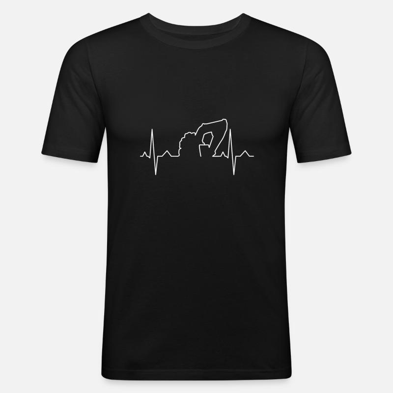 Bagger Baggerfahrer Herzschlag Geschenk - Männer Slim Fit T-Shirt - Schwarz