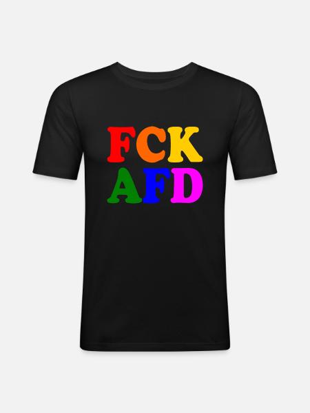 Fck afd - Männer Slim Fit T-Shirt - Schwarz