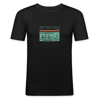 Conception de synthétiseur vintage analogique - Acid Nerd - T-shirt près du corps Homme - noir - Devant - Nik (191cm)