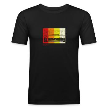 Analog Vintage Drum Machine - Retro 808 Nerd - Männer Slim Fit T-Shirt - Schwarz - Vorne - Nik (191cm)