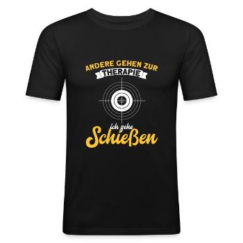 Sportschießen Sportschütze - Schießen Geschenk - Männer Slim Fit T-Shirt - Schwarz - Vorne - Nik (191cm)