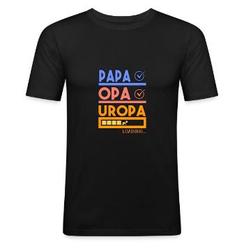 Uropa Opa Papa Geschenk werdender Uropas - Männer Slim Fit T-Shirt - Schwarz - Vorne - Nik (191cm)