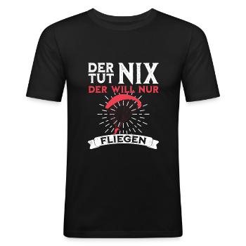 Der tut nix - Gleitschirmfliegen lustiger Spruch - Männer Slim Fit T-Shirt - Schwarz - Vorne - Nik (191cm)