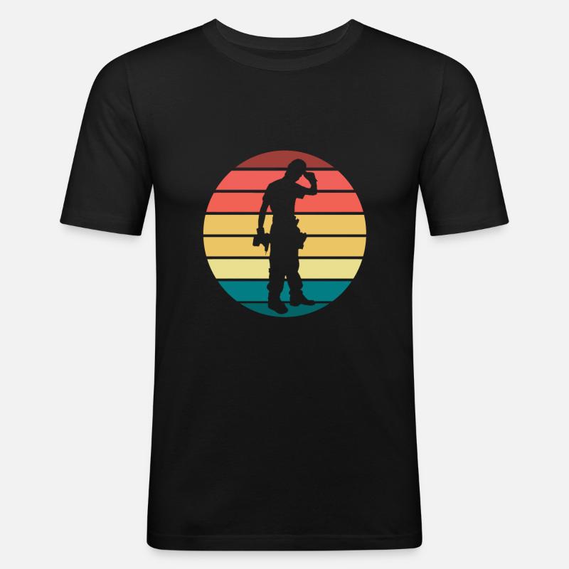 Handwerker - Männer Slim Fit T-Shirt - Schwarz