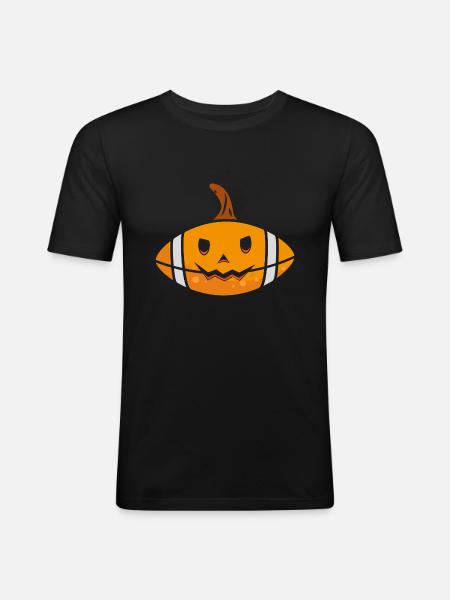 Halloween Football Pumpkin - Men's Slim Fit T-Shirt - black