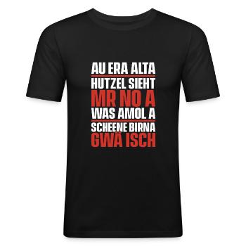 Schwäbischer Dialekt Sprüche Schwaben Sprache - Männer Slim Fit T-Shirt - Schwarz - Vorne - Nik (191cm)